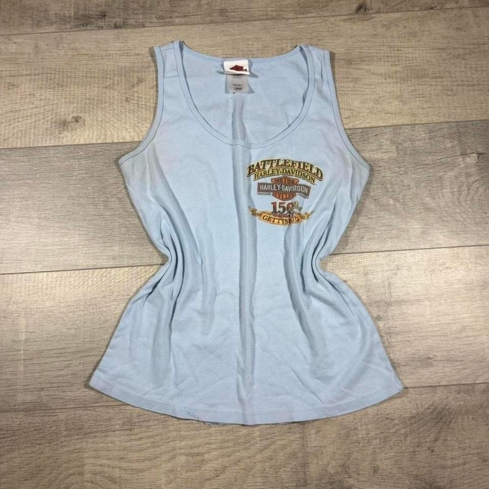 Women's vintage Y2K emo grunge biker Harley Davidson Gettysburg  tank top size L